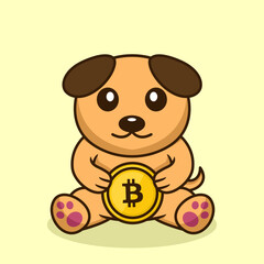 Vector illustration of premium cute dog holding gold coin