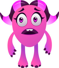 Cute Purple Monster Sad - Mascot Vector Illustration