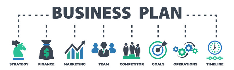 Business Plan. Concept with icons and signs