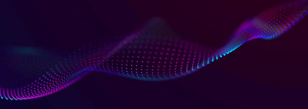 Sci-fi background. Digital wave with many particles. Big data visualization. Template for festive presentation. 3d