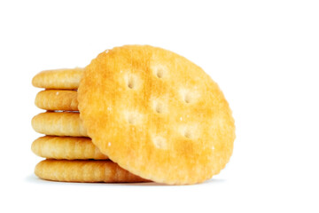 Biscuits isolated on white background. Brown biscuits.