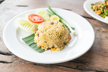 fried rice on white plate