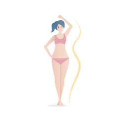 Beautiful body shape woman in a pink bikini,Vector illustration.