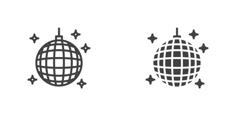 Disco ball icon, line and glyph version