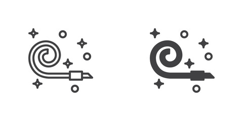 Party blower icon, line and glyph version