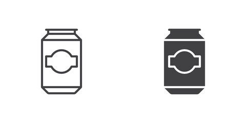 Soda can icon, line and glyph version