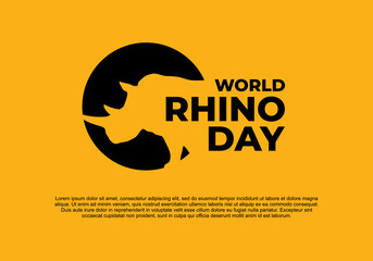 World rhino day background banner poster with rhino head symbol on september 22.