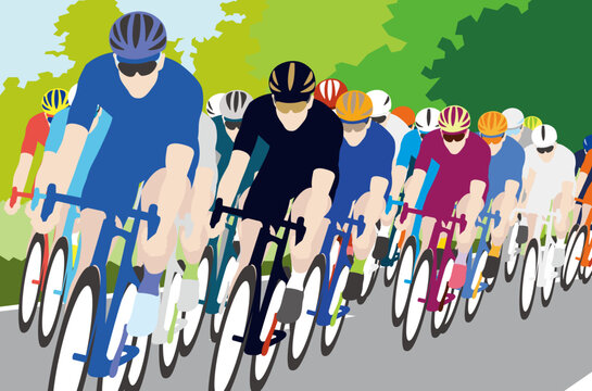 Cyclists running for the cycling race on the road.
