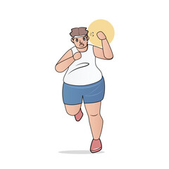 Goal to Weight loss setting,Make Realistic,motivation and building self-confidence,intense exercise program belly burn workouts ,Fat man run sweating,Vector illustration.