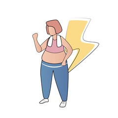 Obraz premium Goal to Weight loss setting,Make Realistic,motivation and building self-confidence,intense exercise program belly burn workouts ,Fat woman running with determination,Vector illustration.