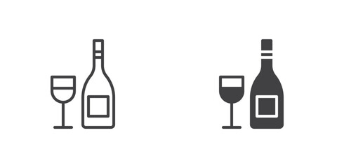 Wine bottle and glass icon