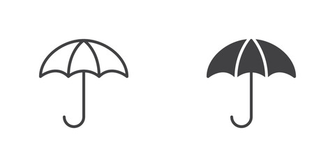 Umbrella icon, line and glyph version
