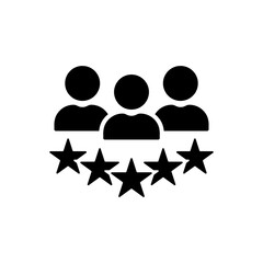 Obraz premium Experience Qualification Team Black Icon. Satisfaction User Customer Service Review Silhouette Pictogram. Good Quality Happy Client High Quality Icon. Isolated Vector Illustration