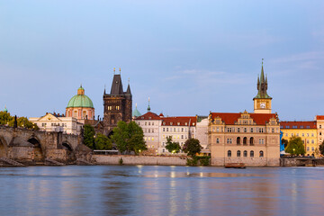 Charles Bridge and Vltava river (Karluv Most - in czech) in Prague, Czechia..