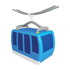 Ski lift 3d rendering isometric icon.