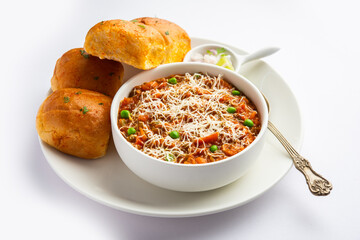 cheese Pav Bhaji Recipe is a  street food Bhaji-pav recipe with addition of cheese