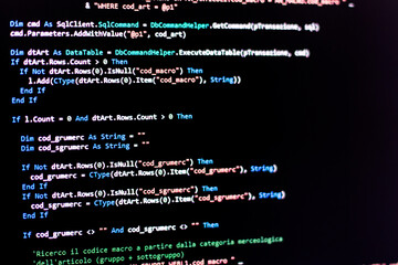 Computer program coding on screen