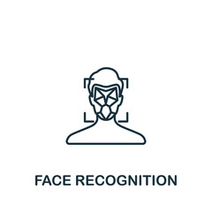 Face Recognition icon. Line simple icon for templates, web design and infographics