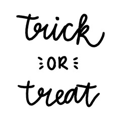 The inscription trick or treat written by hand on a white background. Vector lettering for Halloween