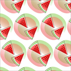 pattern, red, watermelon, slices, green
