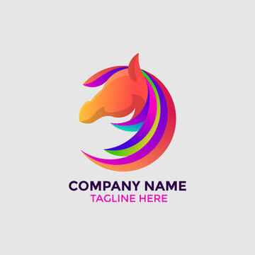 Awesome Colorful Horse Premium Logo
