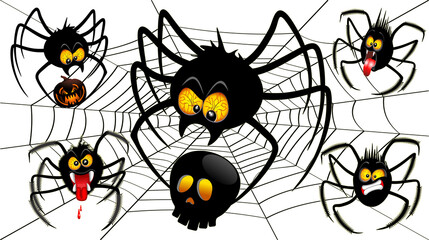 Spinnen Halloween Grappige en griezelige stripfiguren - 2