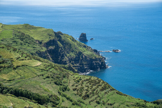 Portugal, Azores, Rocha dos Bordoes cliff on Flores Island