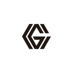 letter g stripes geometric hexagon logo vector