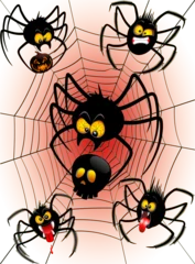 Badkamer foto achterwand Draw Spinnen Halloween Grappige en griezelige stripfiguren - 1