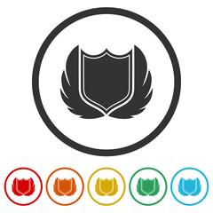 Shield Wing Logo. Set icons in color circle buttons