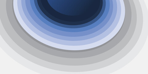 Obraz premium Abstract Minimalist Blue Round Curving, Oval Concentric Shapes on Light Grey Background - Design with Copyspace - Simple Wide Scale Vector Template with Place, Room for Your Text
