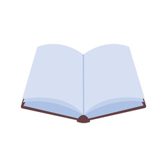 Open blank book illustration. School supply flat design. Office element - stationery and art school supply. Back to school. Open book icon - for reading and writing, textbook icon.