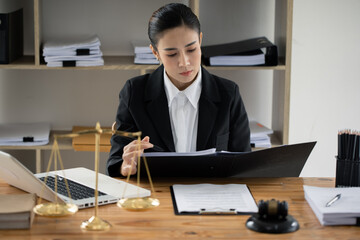 Concepts of Law and Legal services. lawyer business woman working on digital tablet, law,