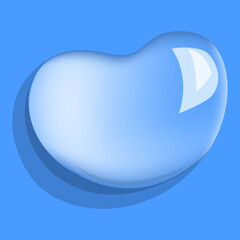 Transparent realistic water drop on surface vector isolated. Rain droplet. Shiny liquid bubble. Water condensate.