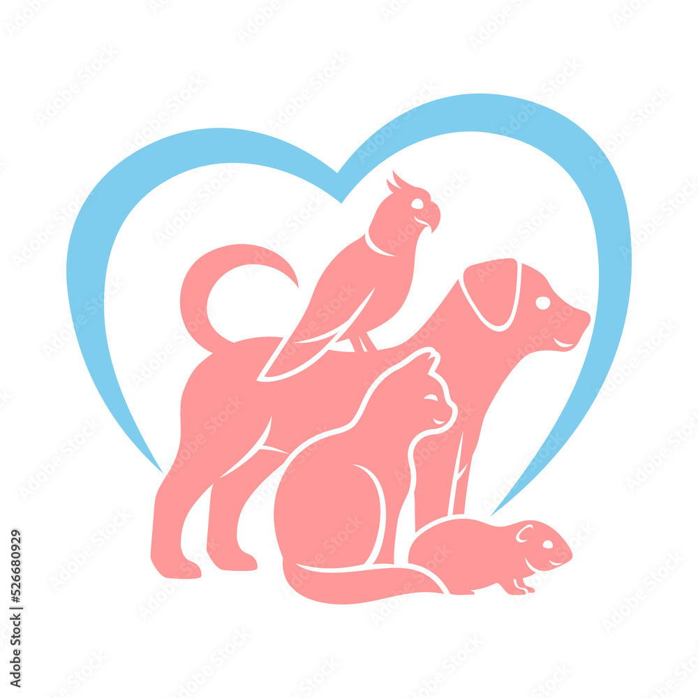 Canvas Prints icon with pets and love heart on a white background.