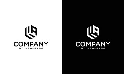 Modern HA logo design. hexagon geometric vector logotype on a black and white background.