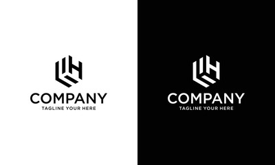 Modern HH logo design. hexagon geometric vector logotype on a black and white background.