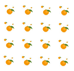The orange fruit with green leaf pattern background vector illustration
