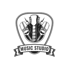 Vintage Music Logo Emblem Design For Music Studio Badge Symbol Icon