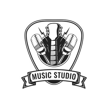 Vintage Music Logo Emblem Design For Music Studio Badge Symbol Icon