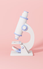 Microscope model with pink background, 3d rendering.