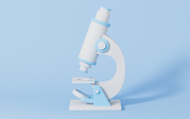 Microscope model with blue background, 3d rendering.