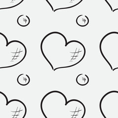 Seamless pattern with hearts. Vector sketch illustration.