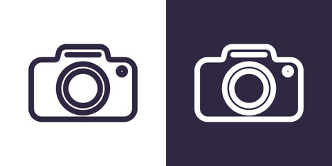 Photo camera icon. Isolated black and white vector illustration for your design