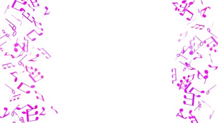 躍動感のあるピンク色の音譜の背景フレーム