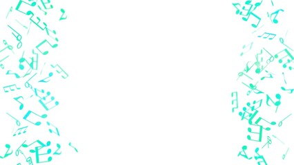 躍動感のある青緑色の音譜の背景フレーム