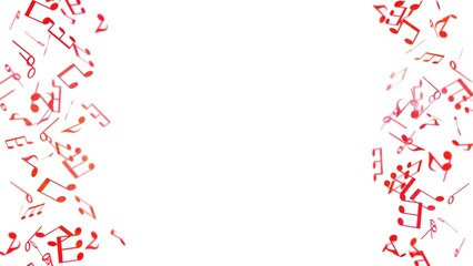 躍動感のある赤色の音譜の背景フレーム