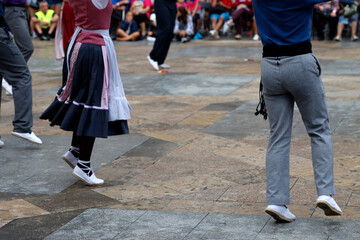 Fototapeta na wymiar Basque folk dance in the street