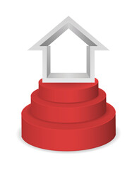 house building on red podium