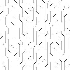 Seamless vector black and white hi-tech pattern of thin lines.Stock seamless vector simple linear pattern of thin black lines isolated on a white background.